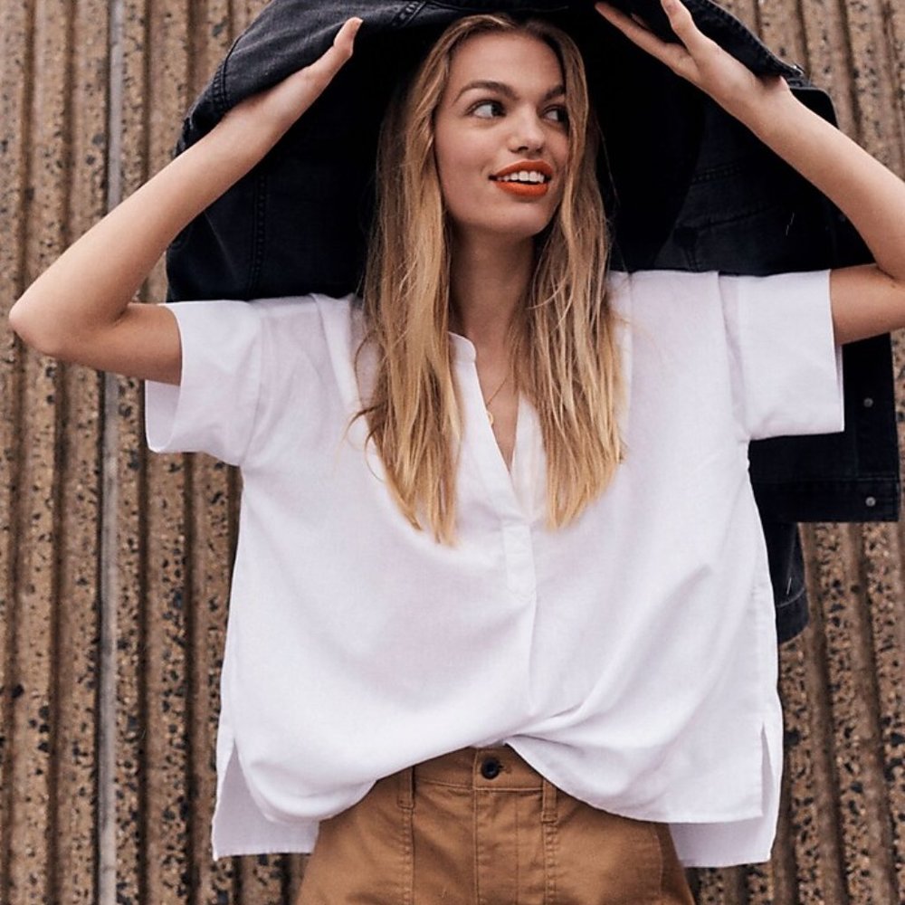 Madewell (Re)sponsible Lakeline Popover Shirt ivory NWoT small